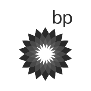 Monochromatic logo for BP, an oil and gas company