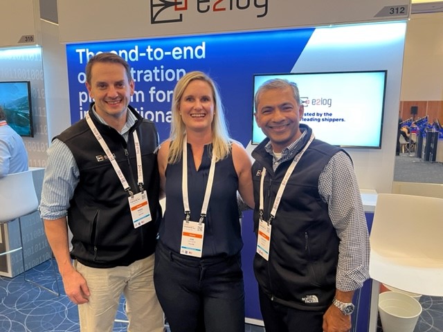 e2log CEO Adolph Colaco, e2log CTO Mark Scott, and e2log Director of Marketing Zoe Gaylard at Gartner Supply Chain 2022.