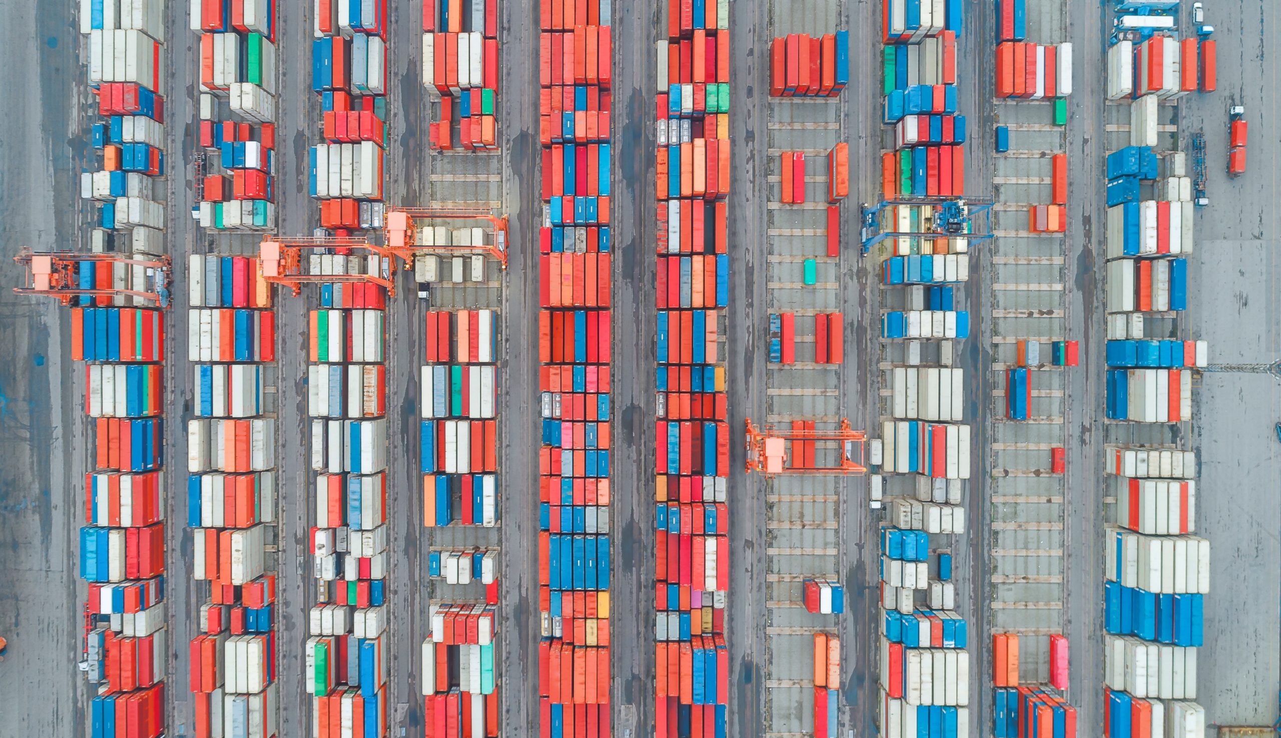 aerial view of container yard