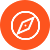 orange icon with white compass