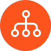 orange icon with white diagram