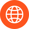 orange icon with white globe