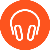 orange icon with white headphones