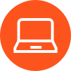 orange icon with white laptop