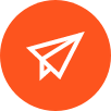 orange icon with white paper plane