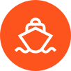 orange icon with white ship