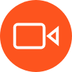 orange icon with white video camera